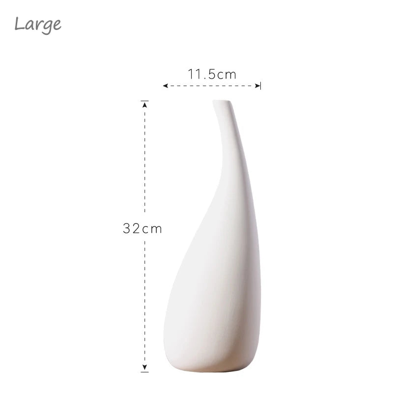 Modern Minimalist White Ceramic Matte Flower Vase Decorative Vase for Dried Flower Centerpiece Art Crafts Home Table Decoration