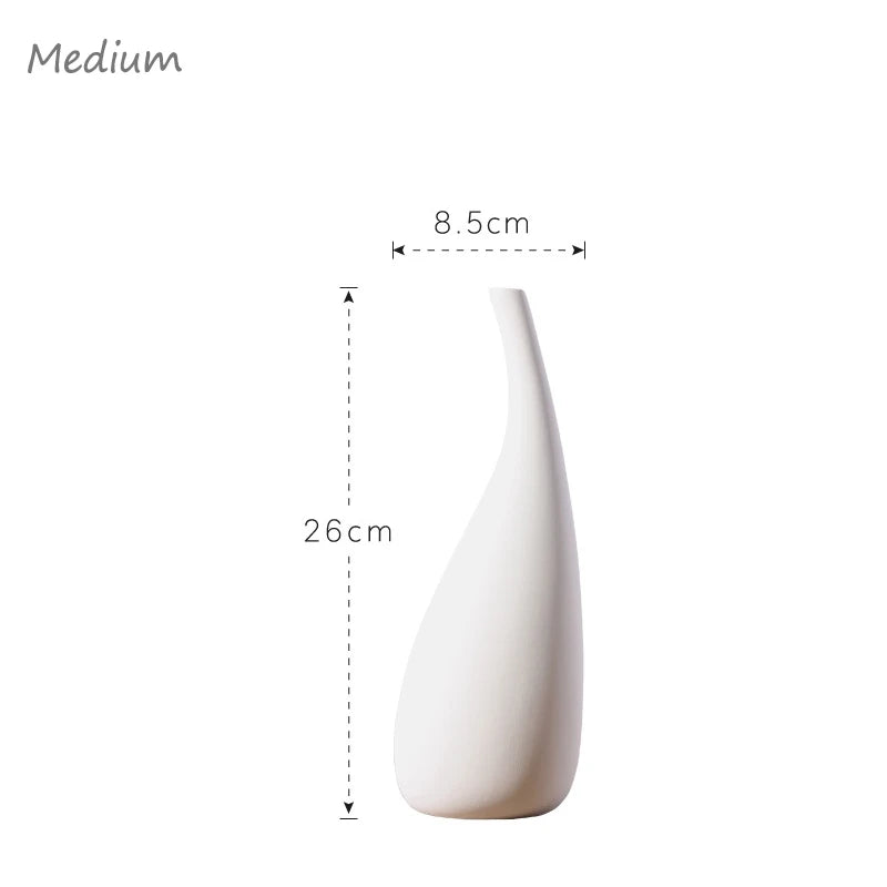 Modern Minimalist White Ceramic Matte Flower Vase Decorative Vase for Dried Flower Centerpiece Art Crafts Home Table Decoration