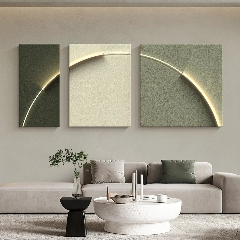 Italian Minimalist Home Living Room LED Decoration Painting Bedroom Wall Sofa Background Wal Corridor Sandstone Mural Light