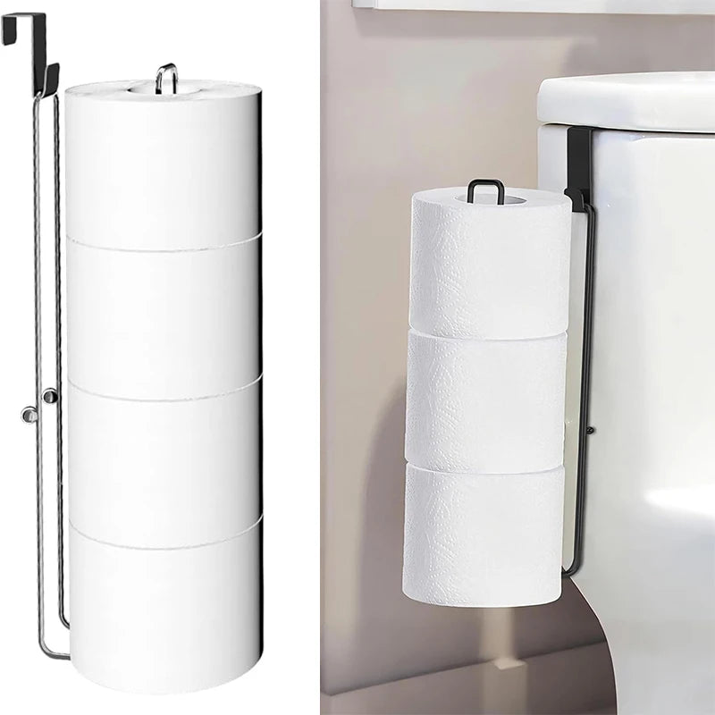 Bathroom Toilet Paper Holder with Storage Extra 3 Rolls, Over The Tank Toilet Paper Holder Wall Mount, Small Restroom Organizer