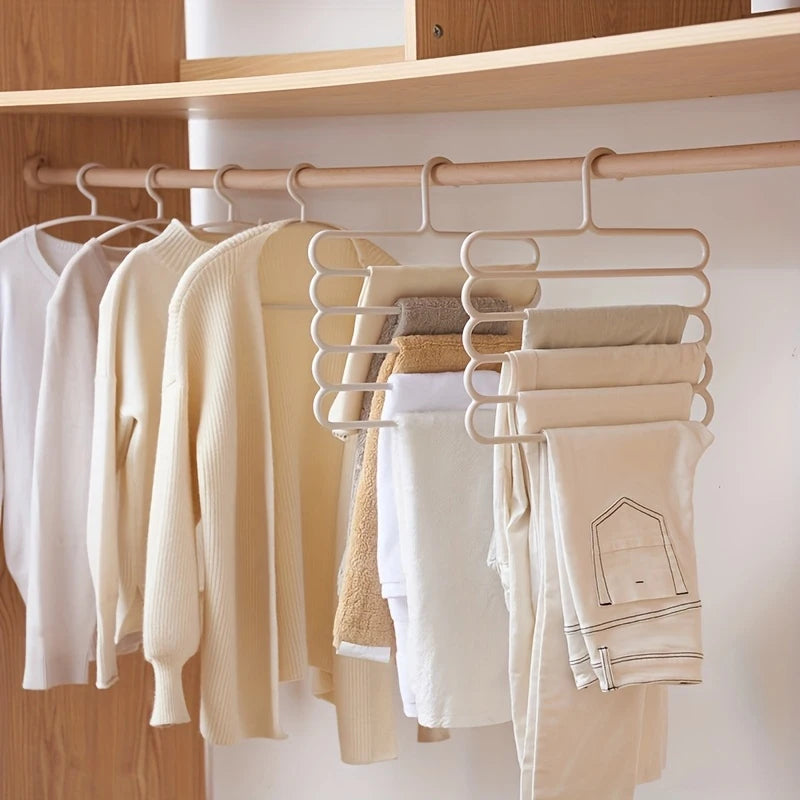 5 Layers Closet Pants Organizer, Multifunctional Space Saving Cloth Hanger for Clothes Trousers Scarfs Ties
