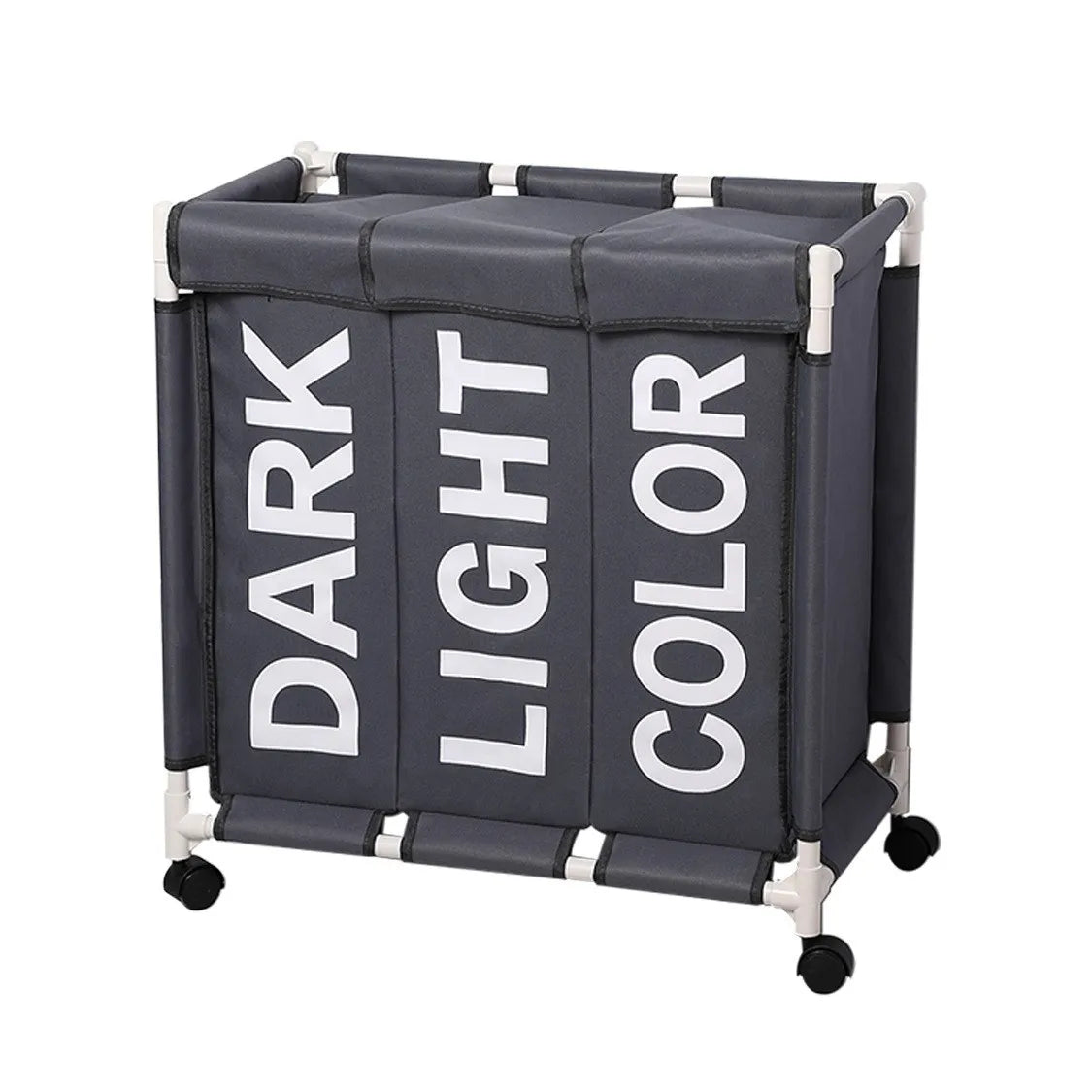 Rolling Laundry Basket Organizer 3 Grid Large Laundry Hamper Bin Waterproof Laundry Bags For Dirty Clothes Storage Box On Wheels