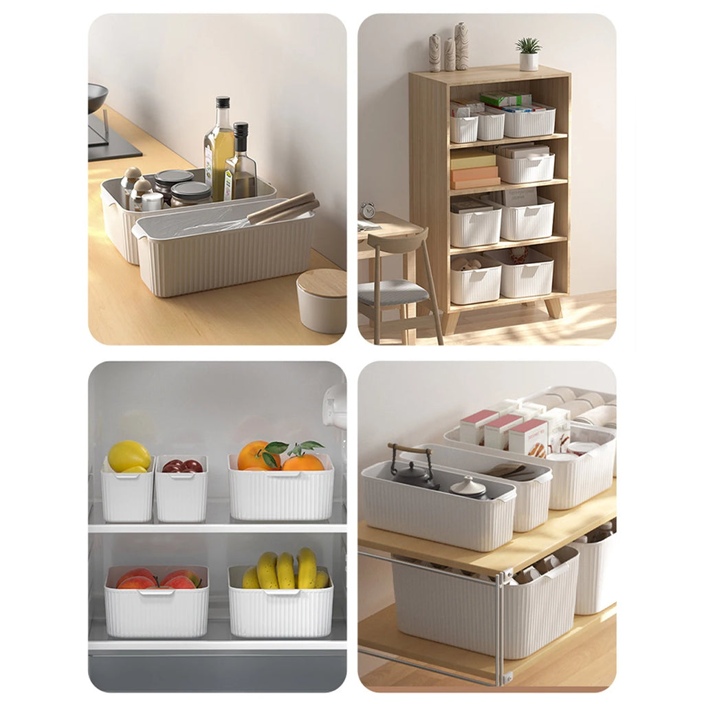 WORTHBUY Bathroom Storage Box Makeup Organizer Plastic Desktop Cosmetics Organizer Multifunctional Toiletries Storage Basket