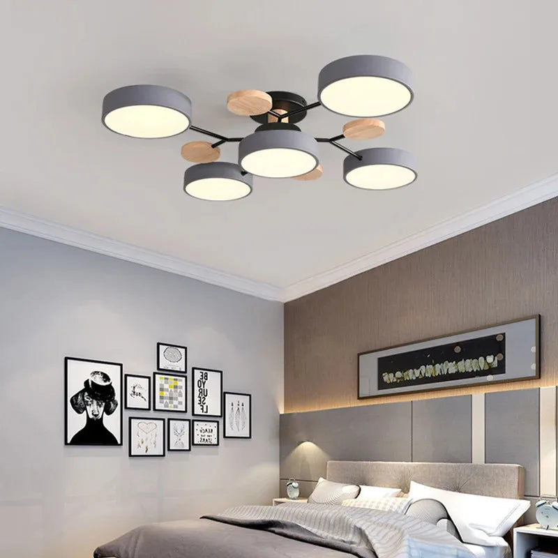 European style living room lamp household macaron color foyer ceiling lamp modern simple creative bedroom lamp log restaurant la