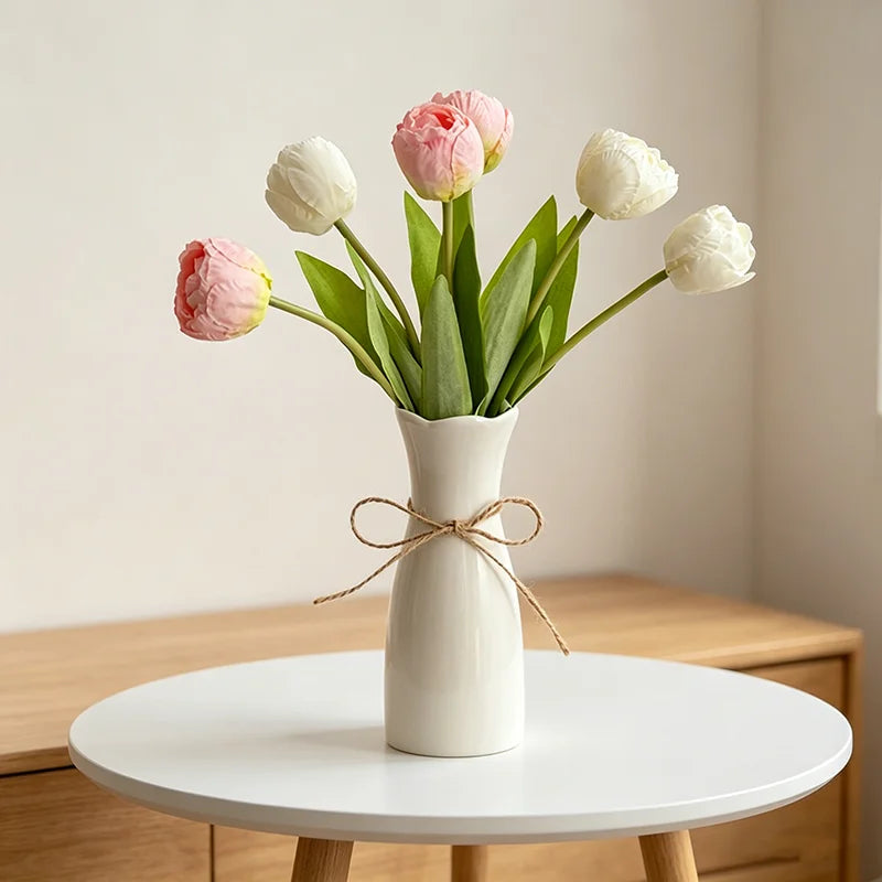 Minimalist White Ceramic Vase, Nordic Creative Home Decoration, Suitable for Living Room, Dining Table & Office