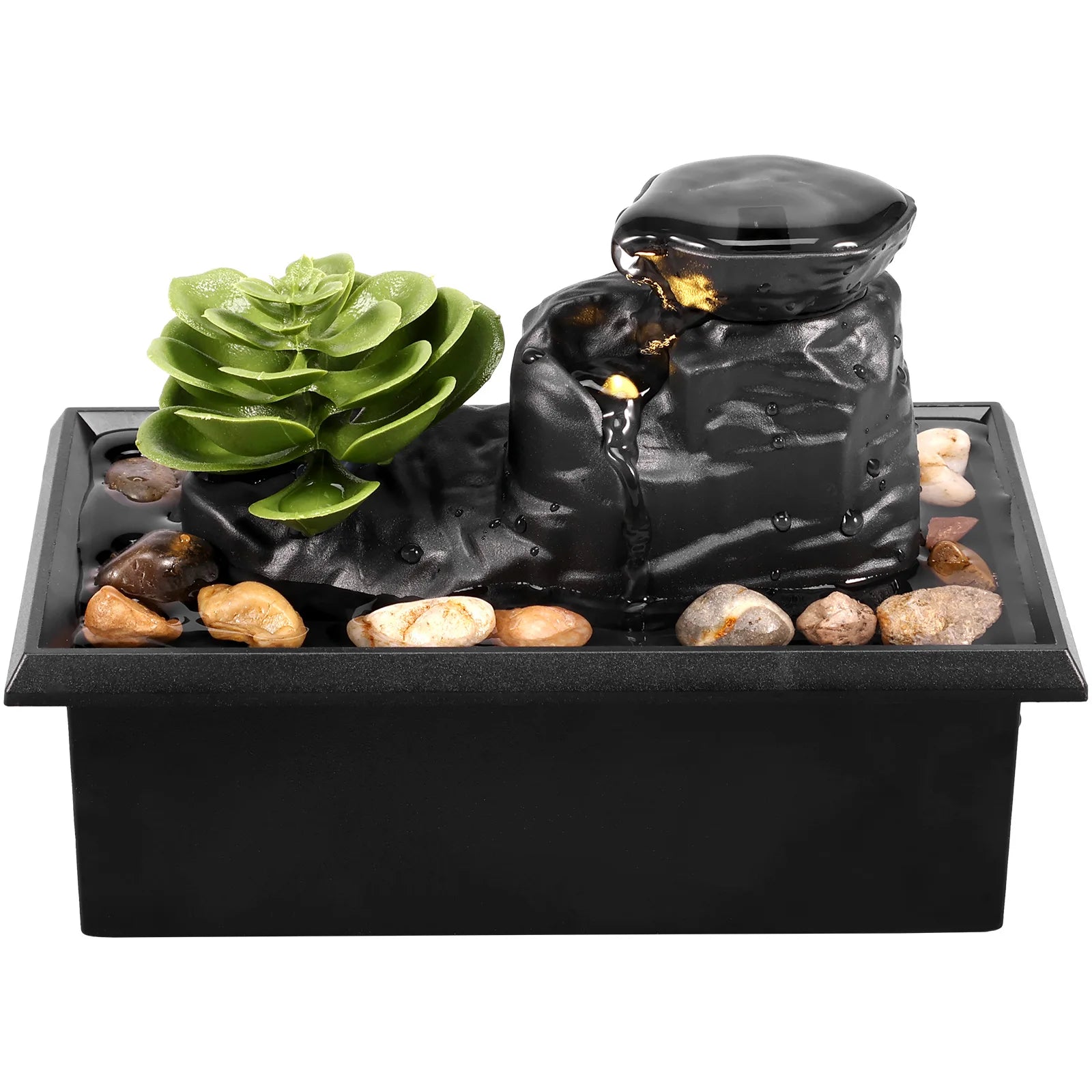 Tabletop Waterfall Home Decor Relaxation Meditation Desktop Fountain Lights Flowing Water Ornaments Mother's Day Festival Gifts