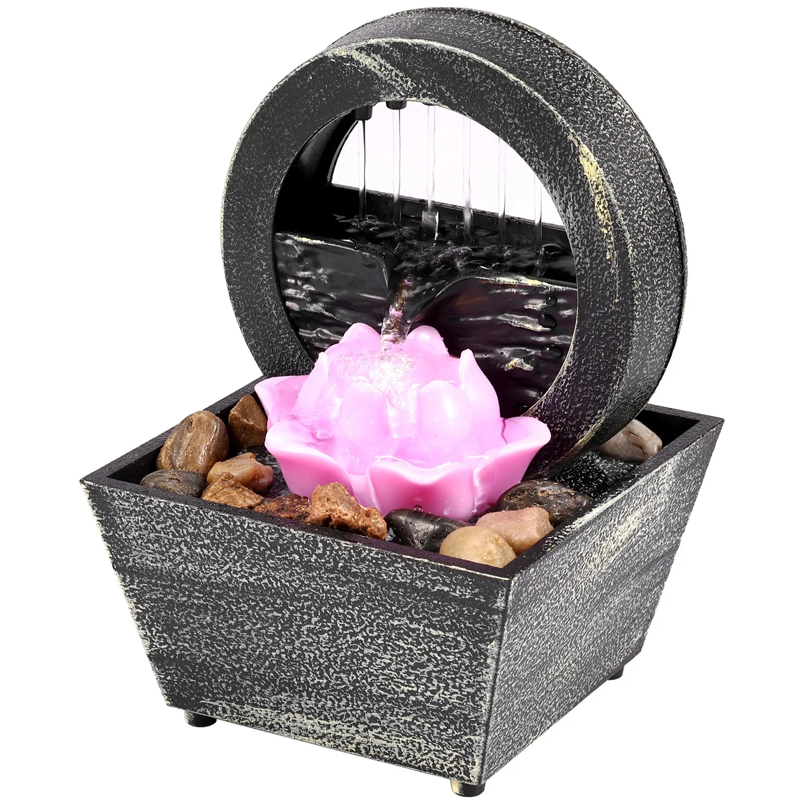 Tabletop Waterfall Home Decor Relaxation Meditation Desktop Fountain Lights Flowing Water Ornaments Mother's Day Festival Gifts