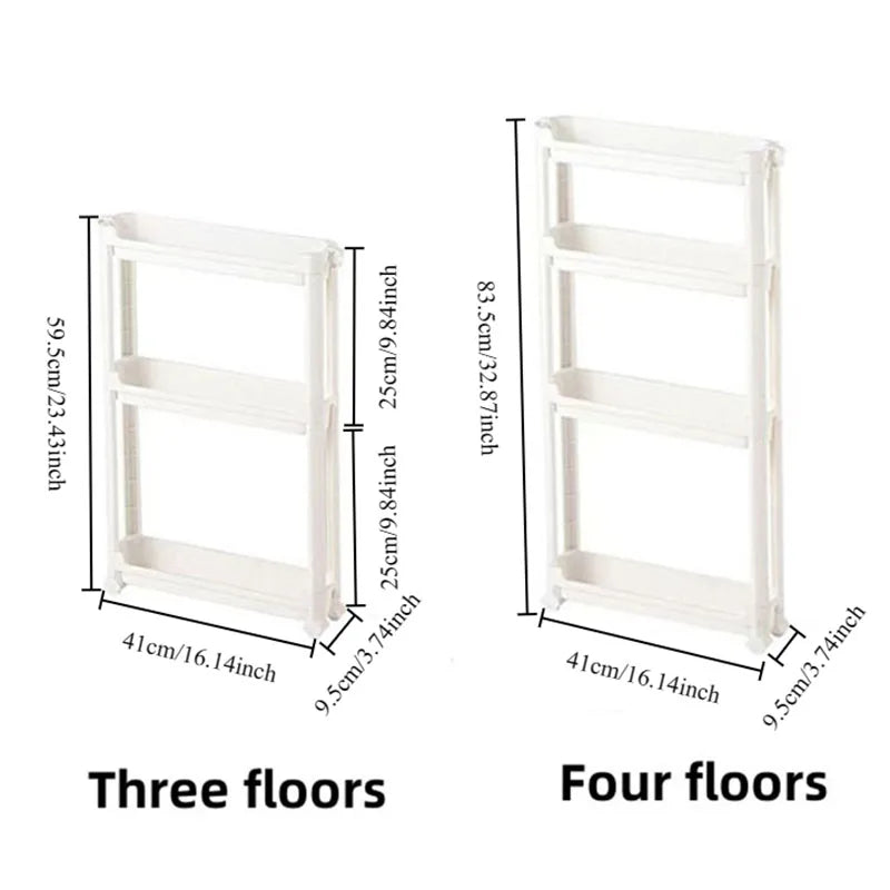 Behind The Door Storage Cabinet Bathroom and Kitchen Storage Rack Multi-layer Narrow Cabinet Space Saving Trolley Storage Rack