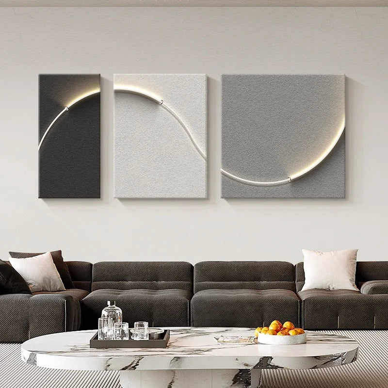 Italian Minimalist Home Living Room LED Decoration Painting Bedroom Wall Sofa Background Wal Corridor Sandstone Mural Light