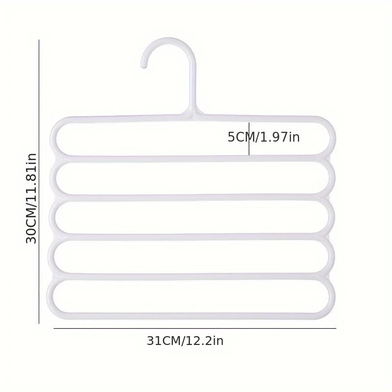 5 Layers Closet Pants Organizer, Multifunctional Space Saving Cloth Hanger for Clothes Trousers Scarfs Ties