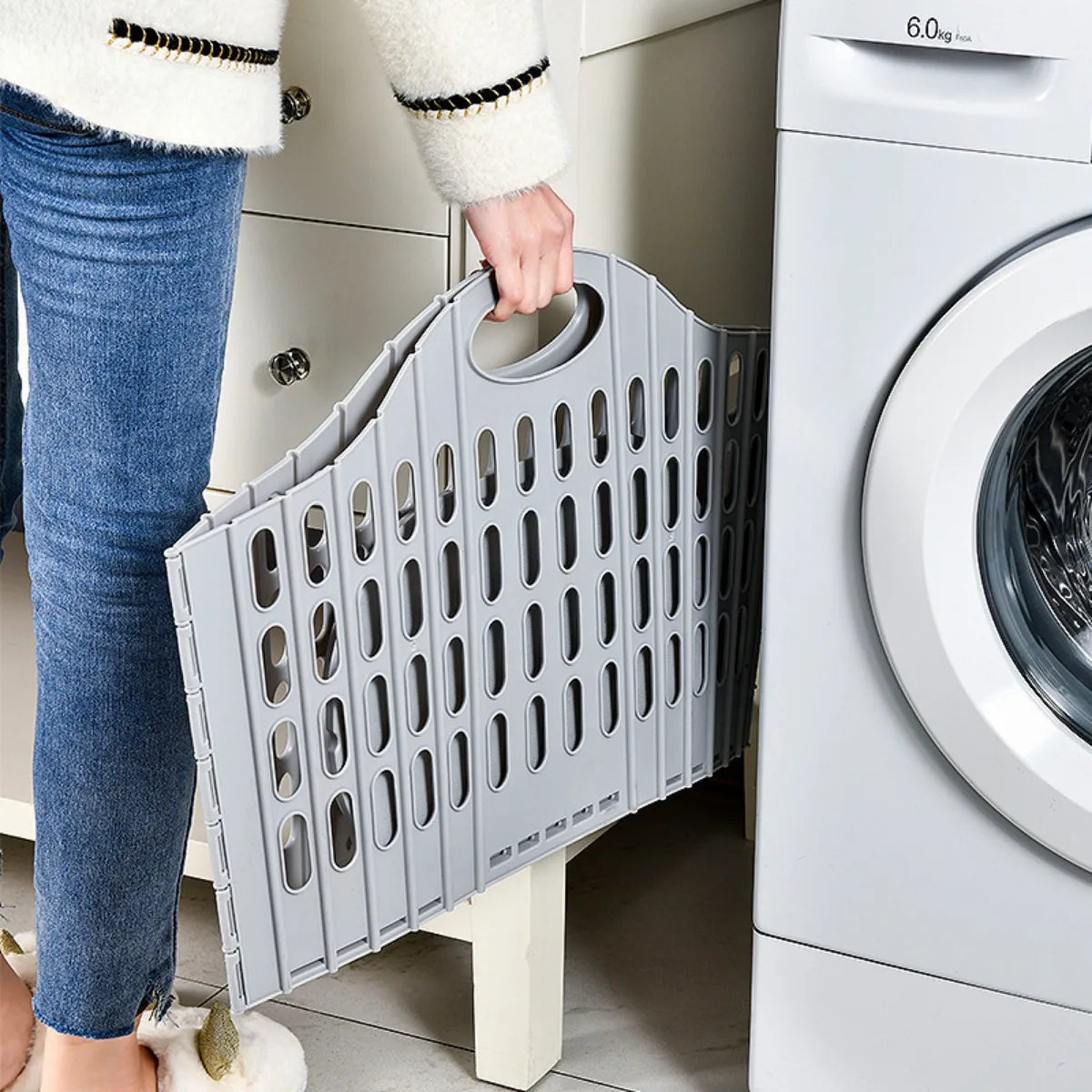 Modern Foldable Laundry Hamper High-capacity Portable Dirty Clothes Organizer Durable Laundry Basket for Home Bathroom
