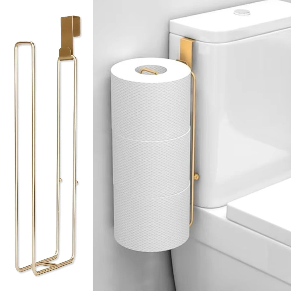 Bathroom Toilet Paper Holder with Storage Extra 3 Rolls, Over The Tank Toilet Paper Holder Wall Mount, Small Restroom Organizer