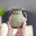 Hydroponics Chinese-style Living Room Decoration Ceramic Small Vase Green Retro Flower Vase Crafts Tabletop Ornament