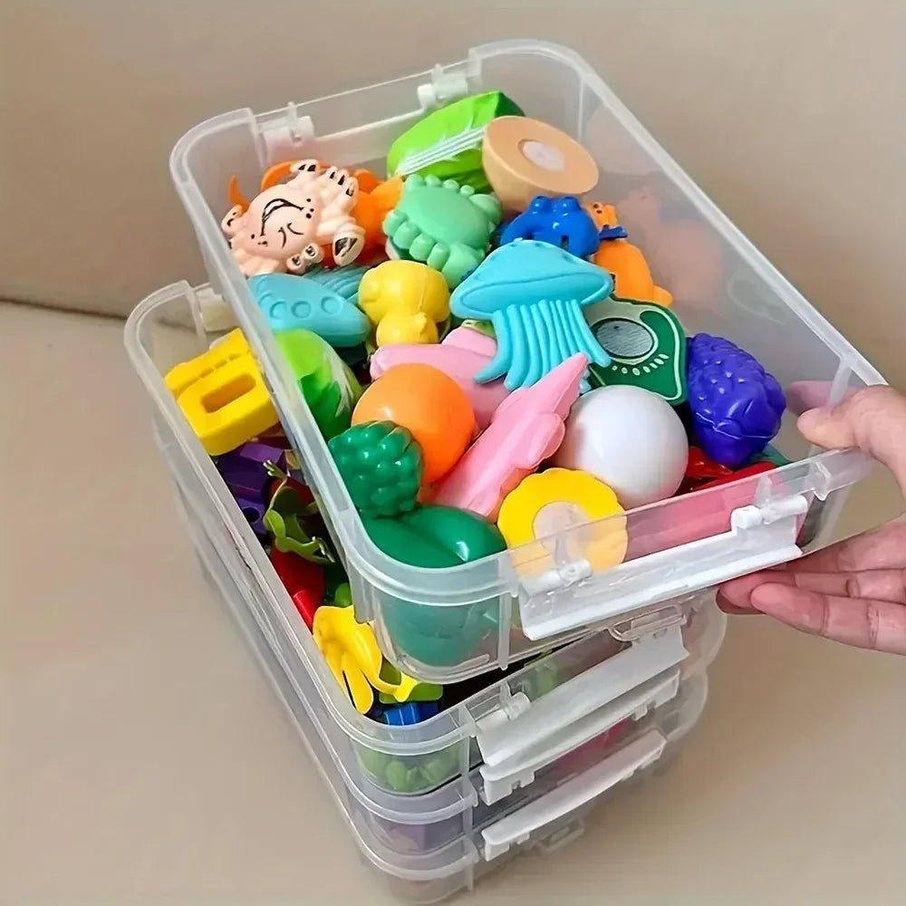 Building Blocks Storage Box Transparent Visibility Tool Classification Boxes Moisture-Proof Grid Drawer Stackable Storage Casket