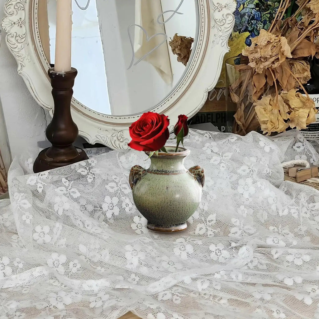 Hydroponics Chinese-style Living Room Decoration Ceramic Small Vase Green Retro Flower Vase Crafts Tabletop Ornament