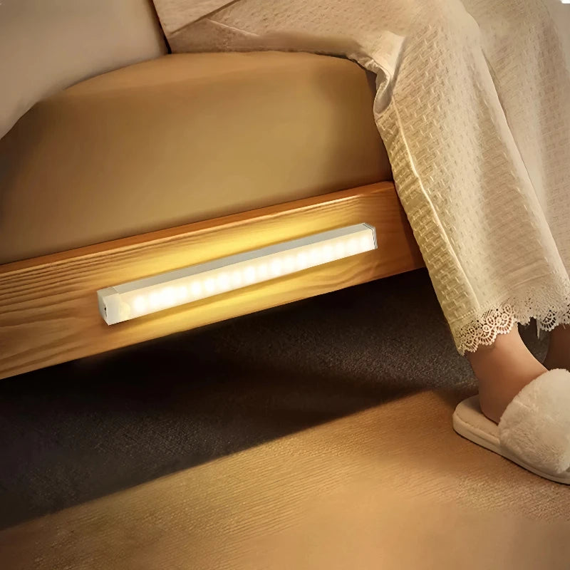 Under Cabinet Light LED Motion Sensor Night Light USB Charging Magnetic Induction Lamp for Bedside Wardrobe Stairway