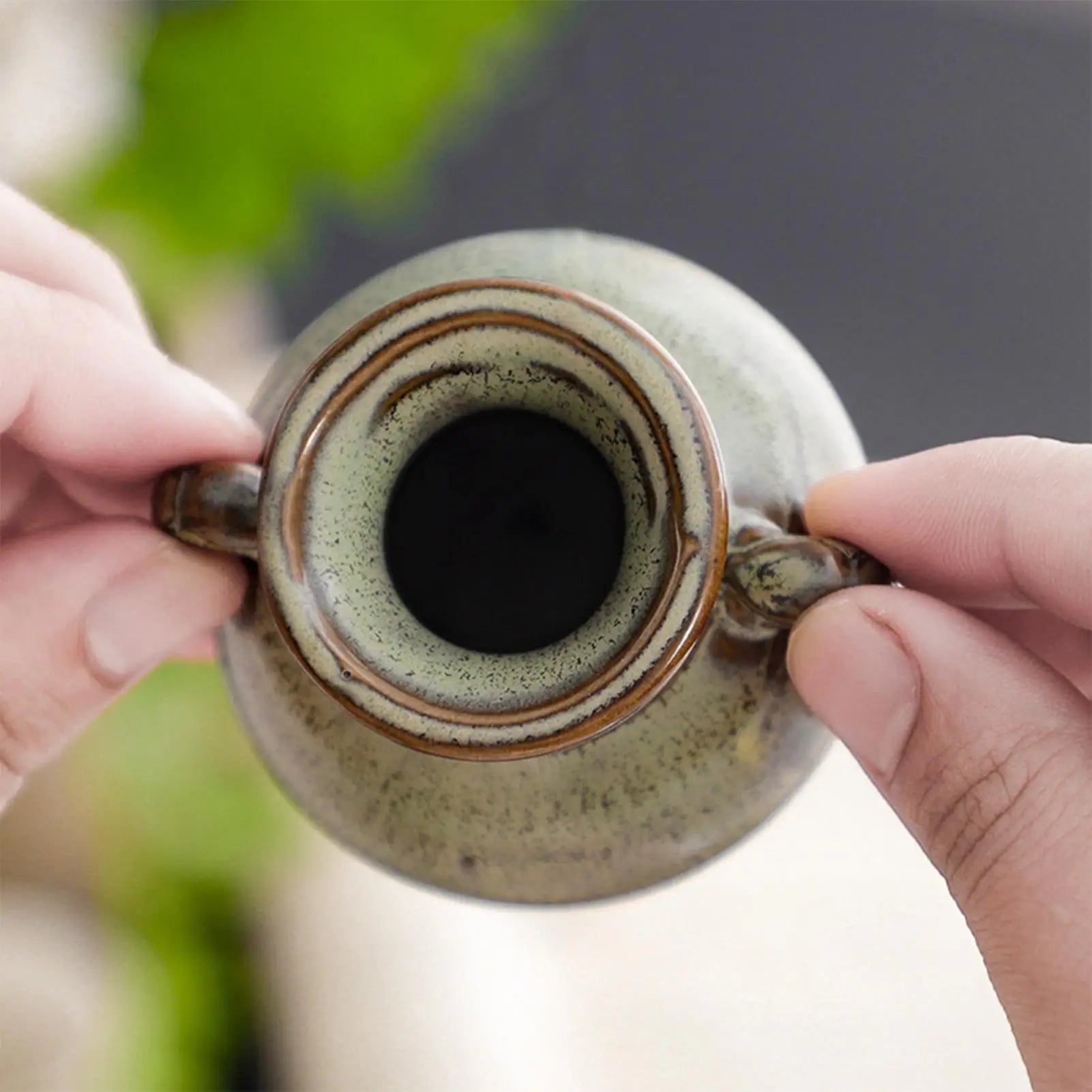 Hydroponics Chinese-style Living Room Decoration Ceramic Small Vase Green Retro Flower Vase Crafts Tabletop Ornament