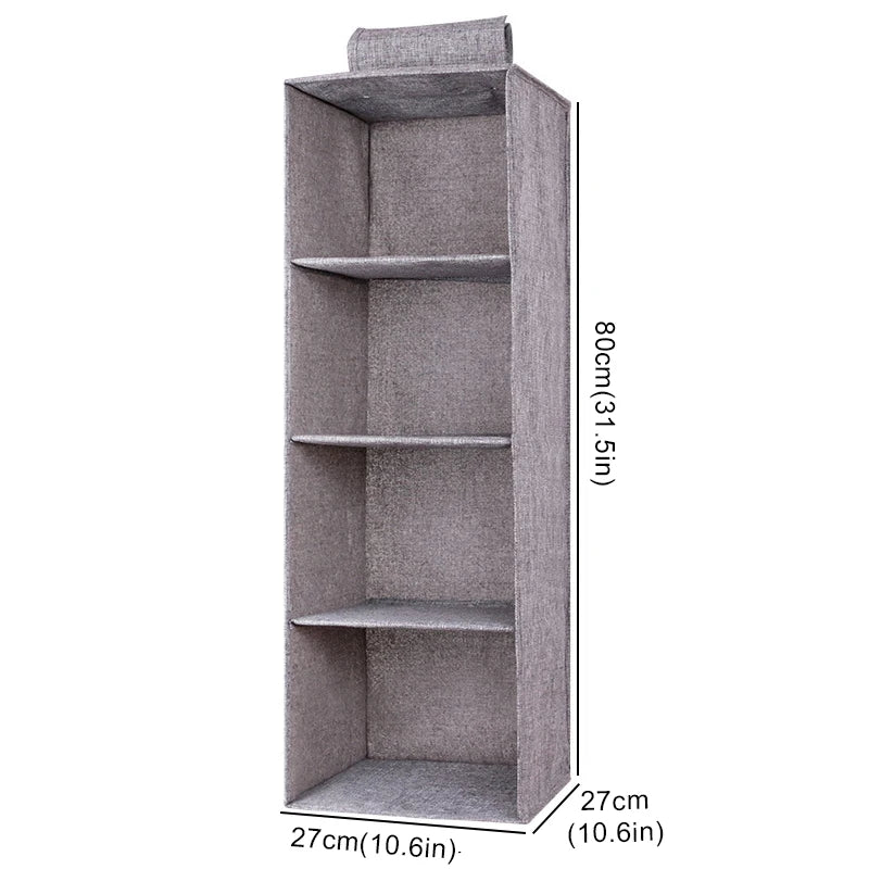 Cotton Linen Hanging Storage Bag Drawer Style Wardrobe Organizer Box Clothes Organizer Holder Collapsible Hanging Storage Shelve