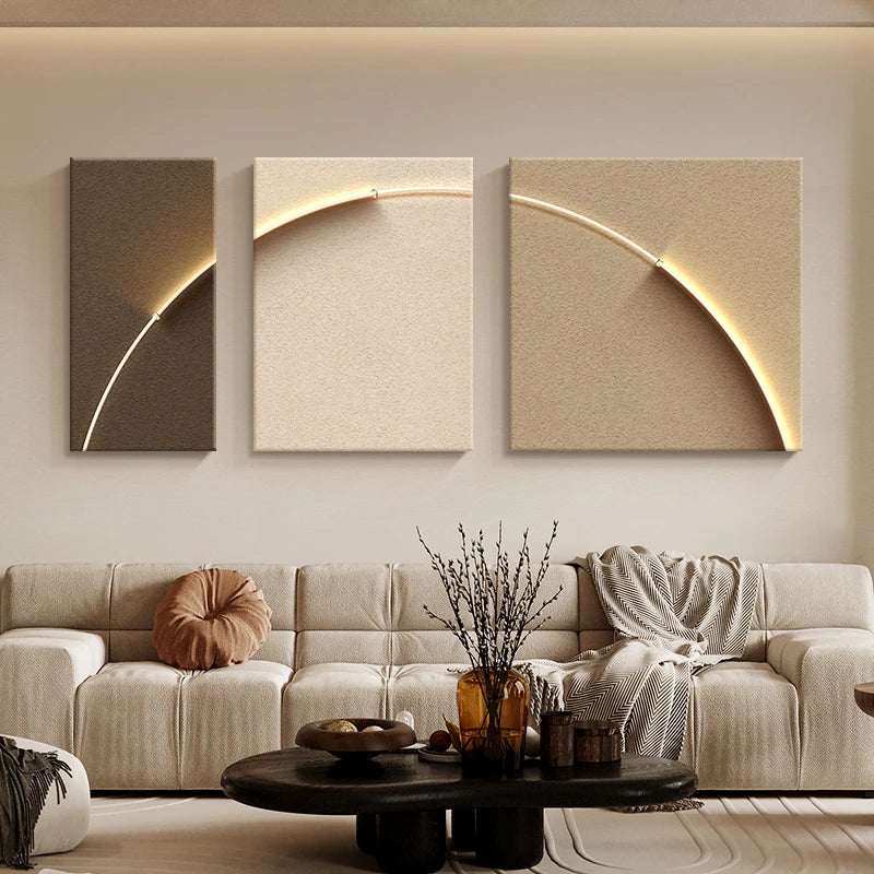 Italian Minimalist Home Living Room LED Decoration Painting Bedroom Wall Sofa Background Wal Corridor Sandstone Mural Light