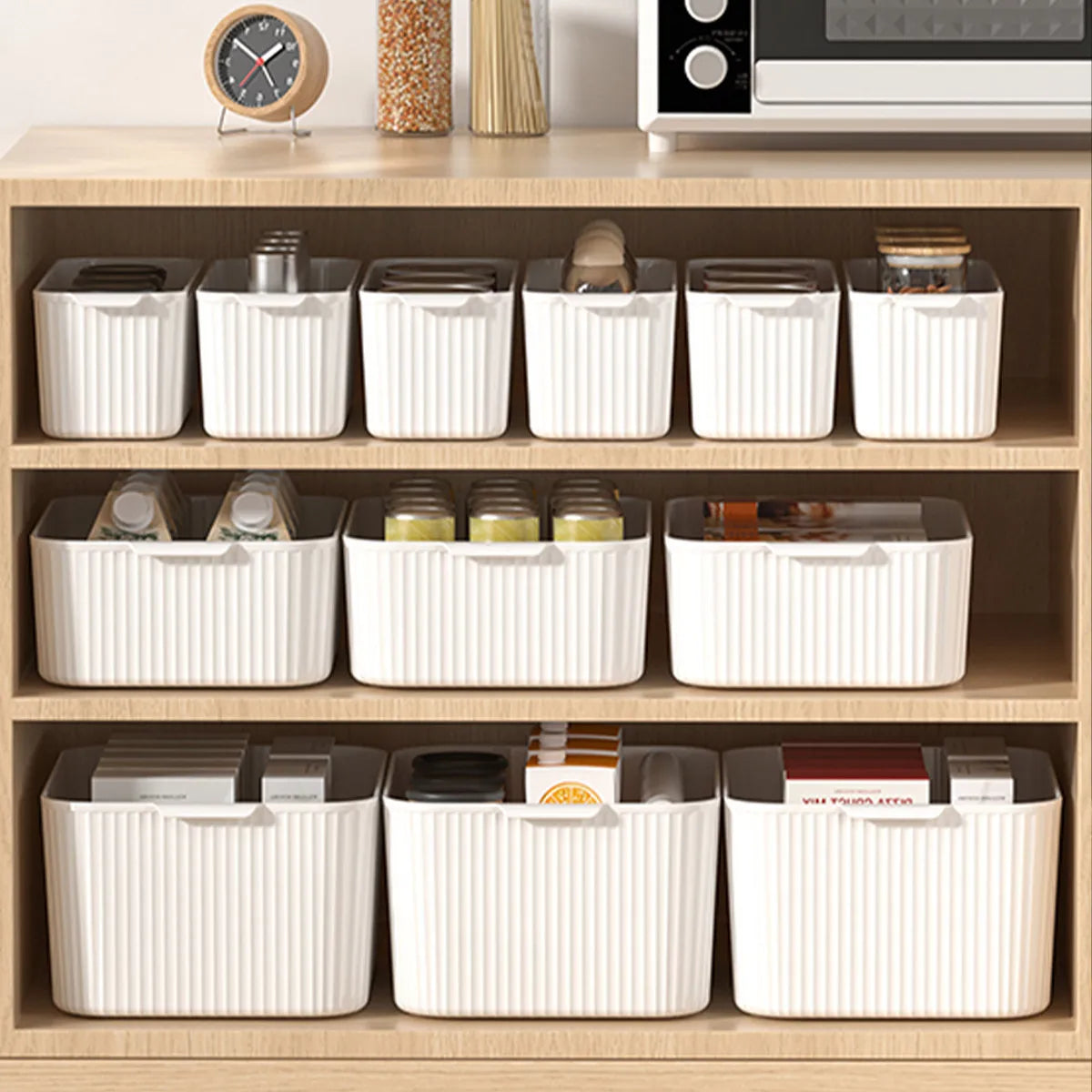 WORTHBUY Bathroom Storage Box Makeup Organizer Plastic Desktop Cosmetics Organizer Multifunctional Toiletries Storage Basket