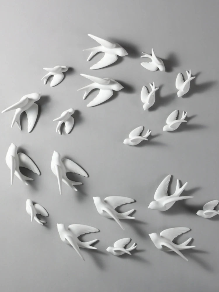 Modern Creative Minimalist European-style Room Living Room Hotel Background Wall Soft Ceramic Wall Ornaments 3D Bird Decoration