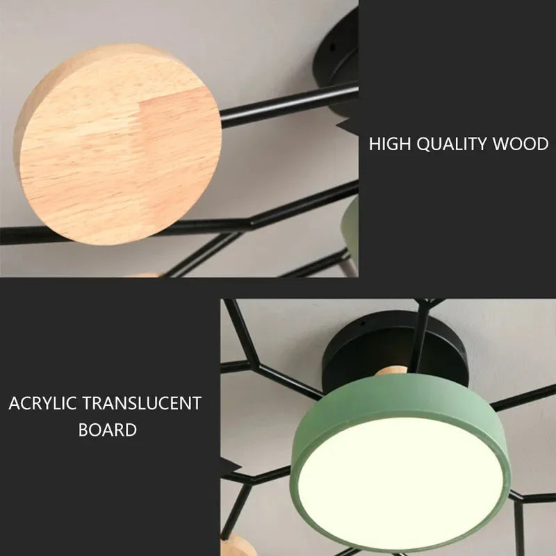 European style living room lamp household macaron color foyer ceiling lamp modern simple creative bedroom lamp log restaurant la