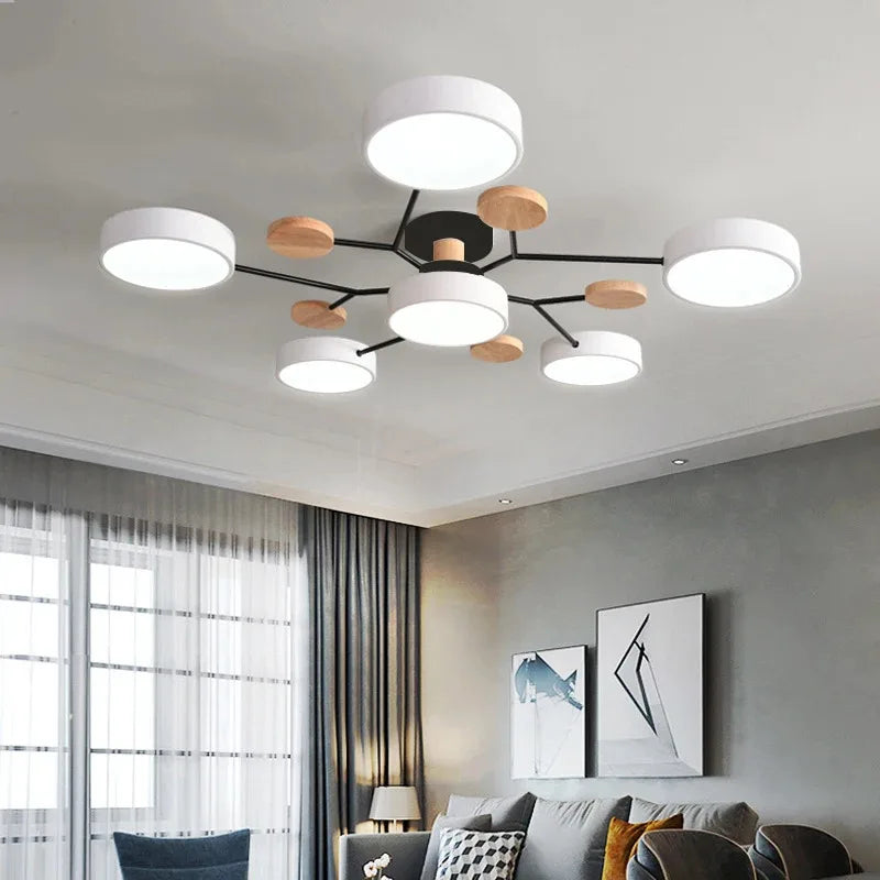 European style living room lamp household macaron color foyer ceiling lamp modern simple creative bedroom lamp log restaurant la