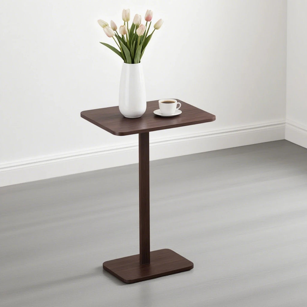 Minimalist C-Shaped End Table，Lightweight Sofa Bed Tray，Rustic Brown for Small Living Room TV Snack