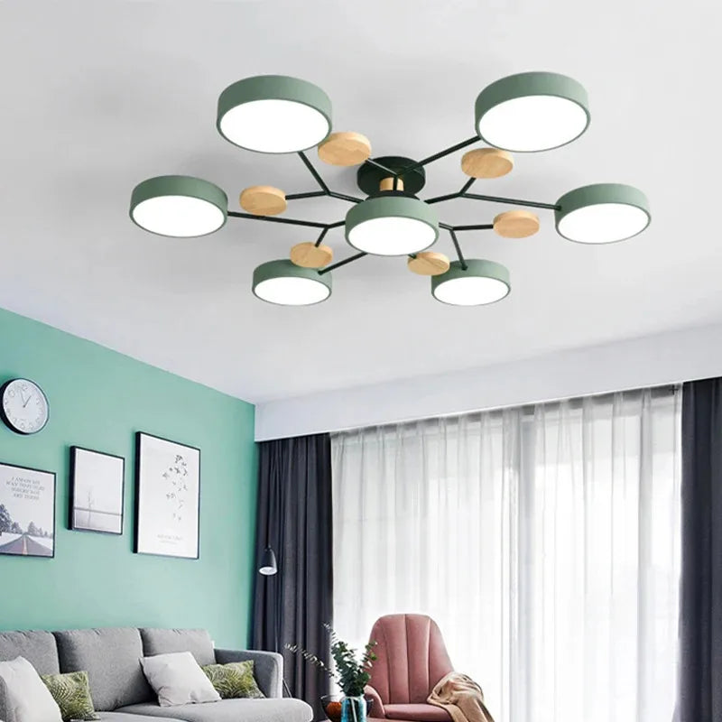 European style living room lamp household macaron color foyer ceiling lamp modern simple creative bedroom lamp log restaurant la