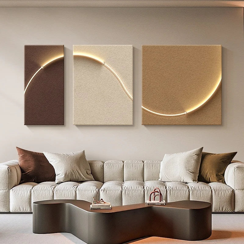 Italian Minimalist Home Living Room LED Decoration Painting Bedroom Wall Sofa Background Wal Corridor Sandstone Mural Light