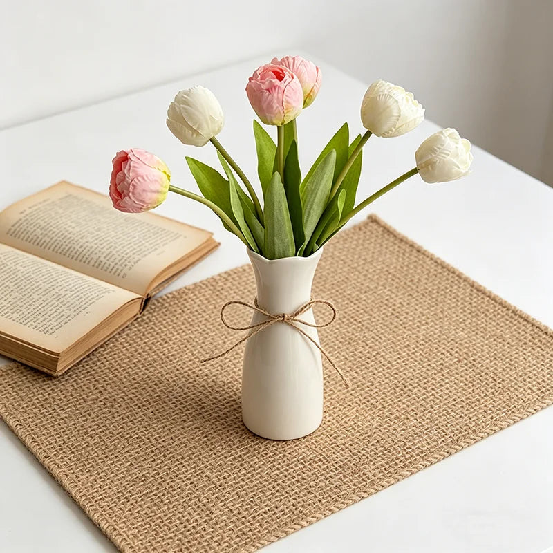 Minimalist White Ceramic Vase, Nordic Creative Home Decoration, Suitable for Living Room, Dining Table & Office