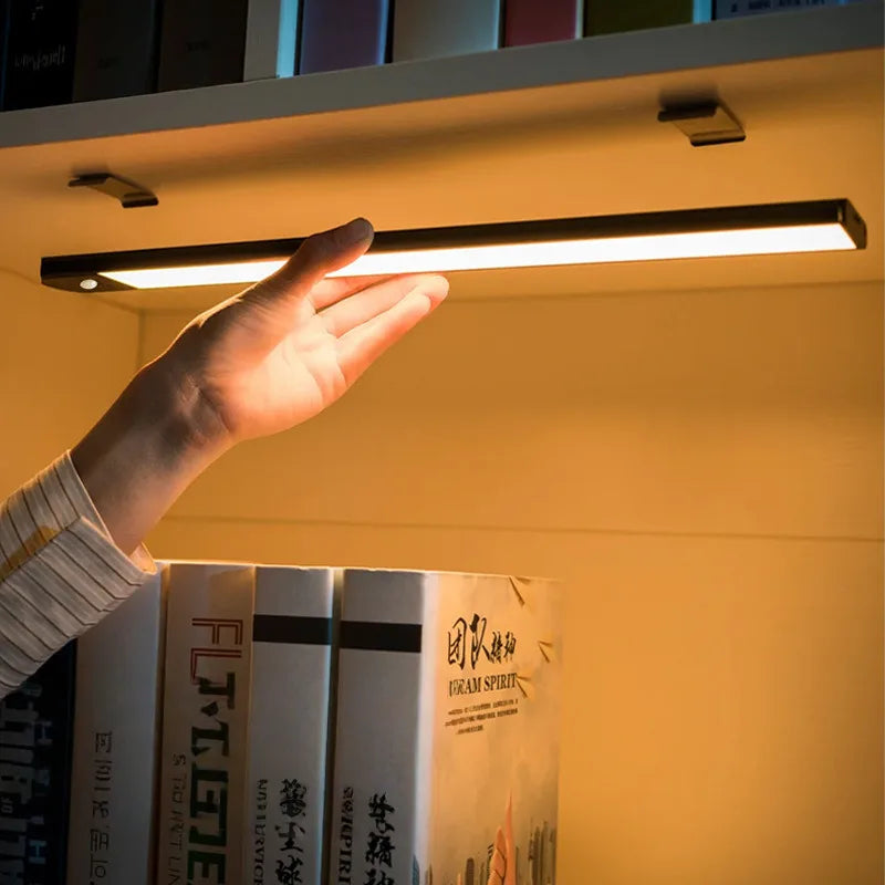 Under Cabinet Light LED Motion Sensor Night Light USB Charging Magnetic Induction Lamp for Bedside Wardrobe Stairway
