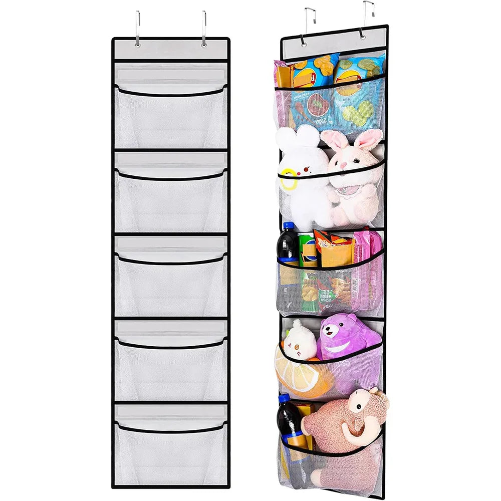 Foldable Wall Hanging Shelves Over The Door Clothes Organizer Storage for Closet with 5 Pockets Organizer for Bedroom Bathroom
