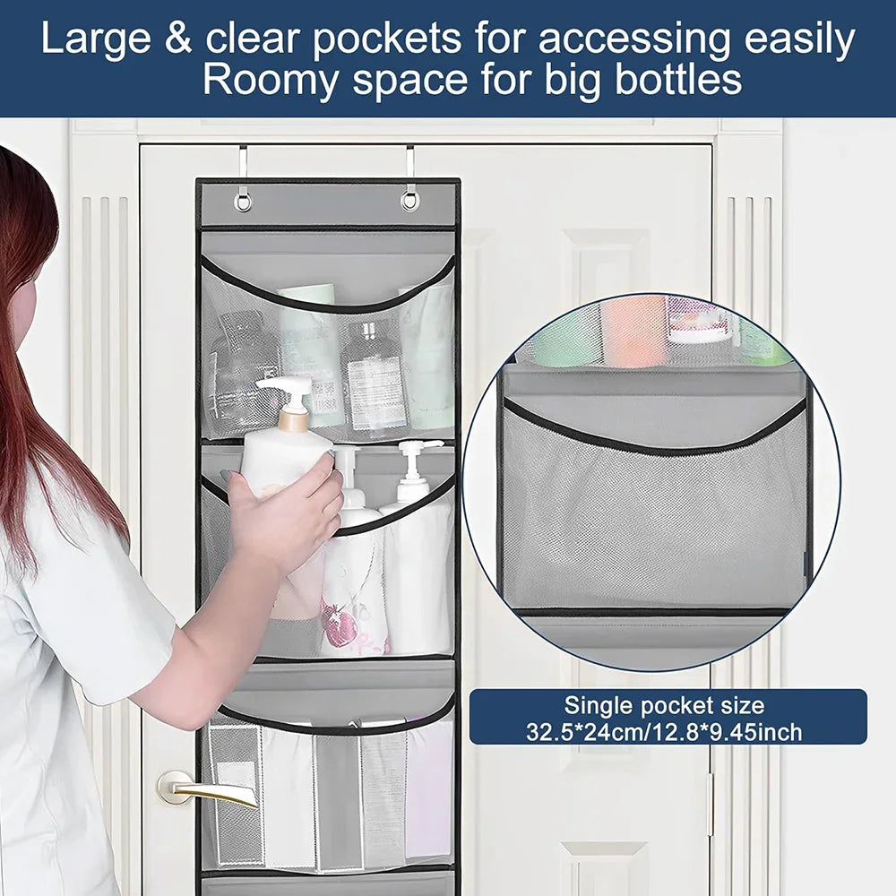 Foldable Wall Hanging Shelves Over The Door Clothes Organizer Storage for Closet with 5 Pockets Organizer for Bedroom Bathroom