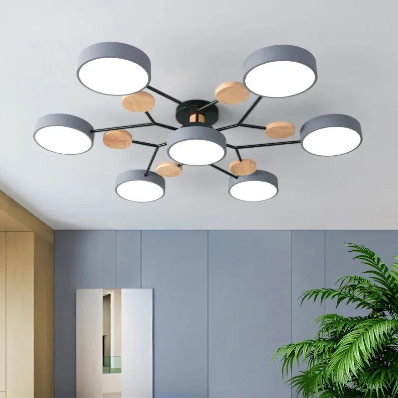 European style living room lamp household macaron color foyer ceiling lamp modern simple creative bedroom lamp log restaurant la