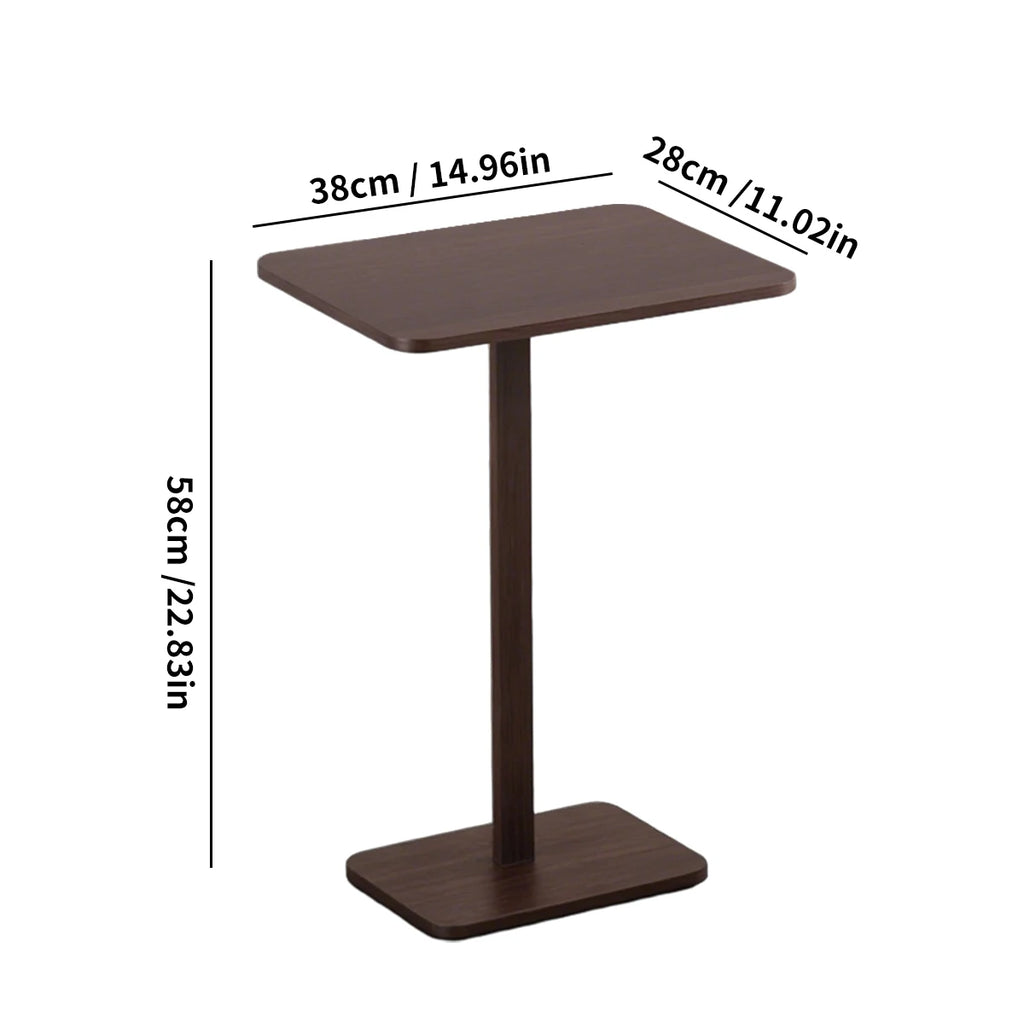 Minimalist C-Shaped End Table，Lightweight Sofa Bed Tray，Rustic Brown for Small Living Room TV Snack