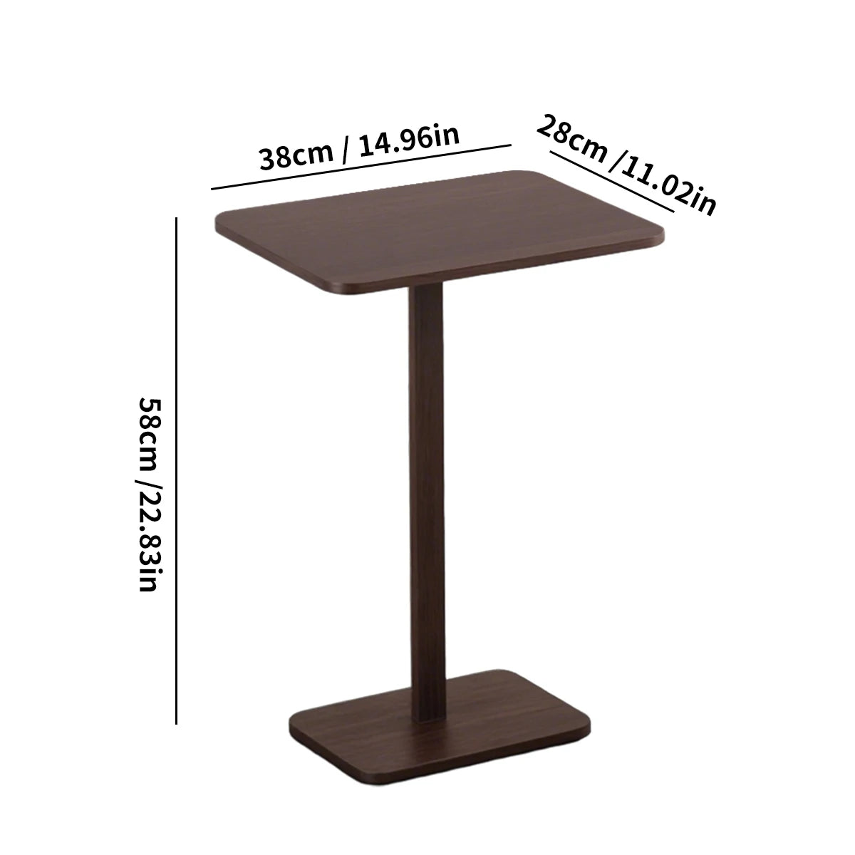 Minimalist C-Shaped End Table，Lightweight Sofa Bed Tray，Rustic Brown for Small Living Room TV Snack