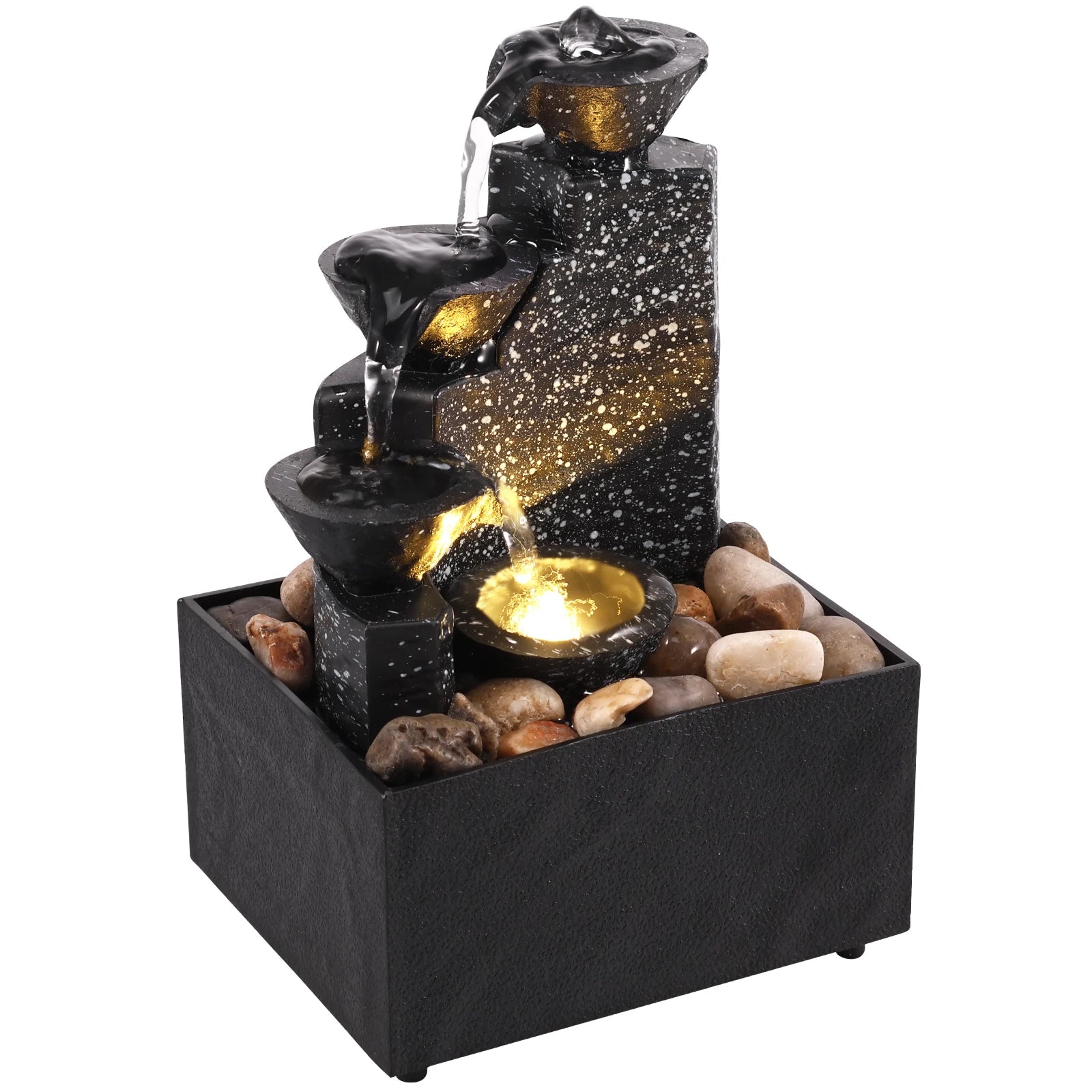 Tabletop Waterfall Home Decor Relaxation Meditation Desktop Fountain Lights Flowing Water Ornaments Mother's Day Festival Gifts
