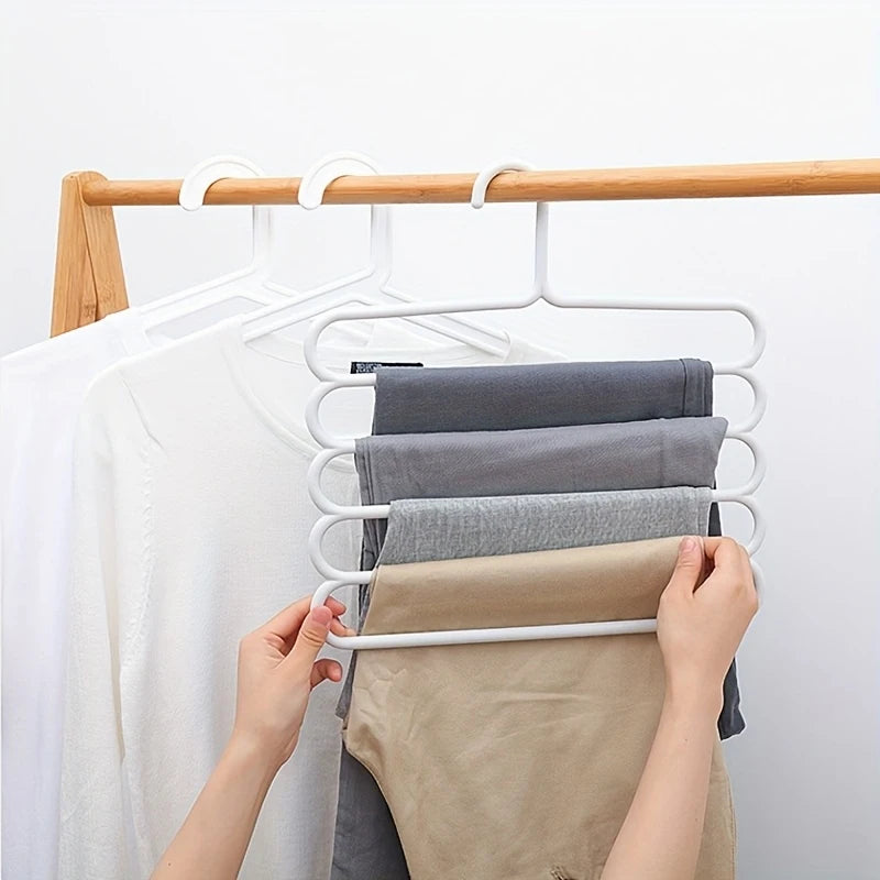 5 Layers Closet Pants Organizer, Multifunctional Space Saving Cloth Hanger for Clothes Trousers Scarfs Ties