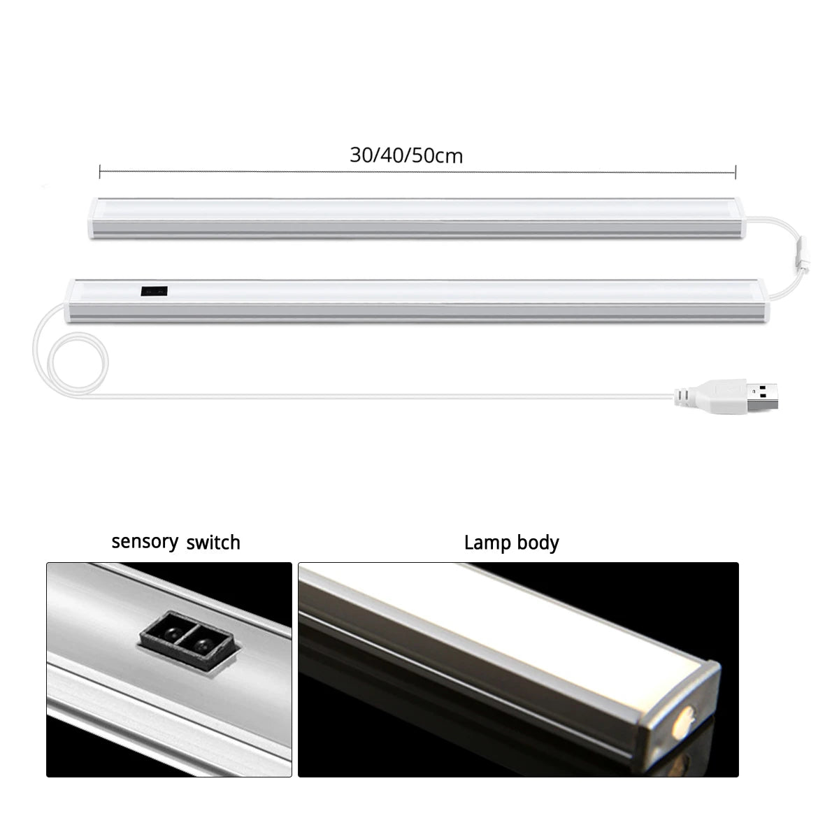 30/40/50CM Kitchen Cabinet LED Light Hand Sweep Motion Sensor USB Lamp Tube White Warm White Room Decor Lighting