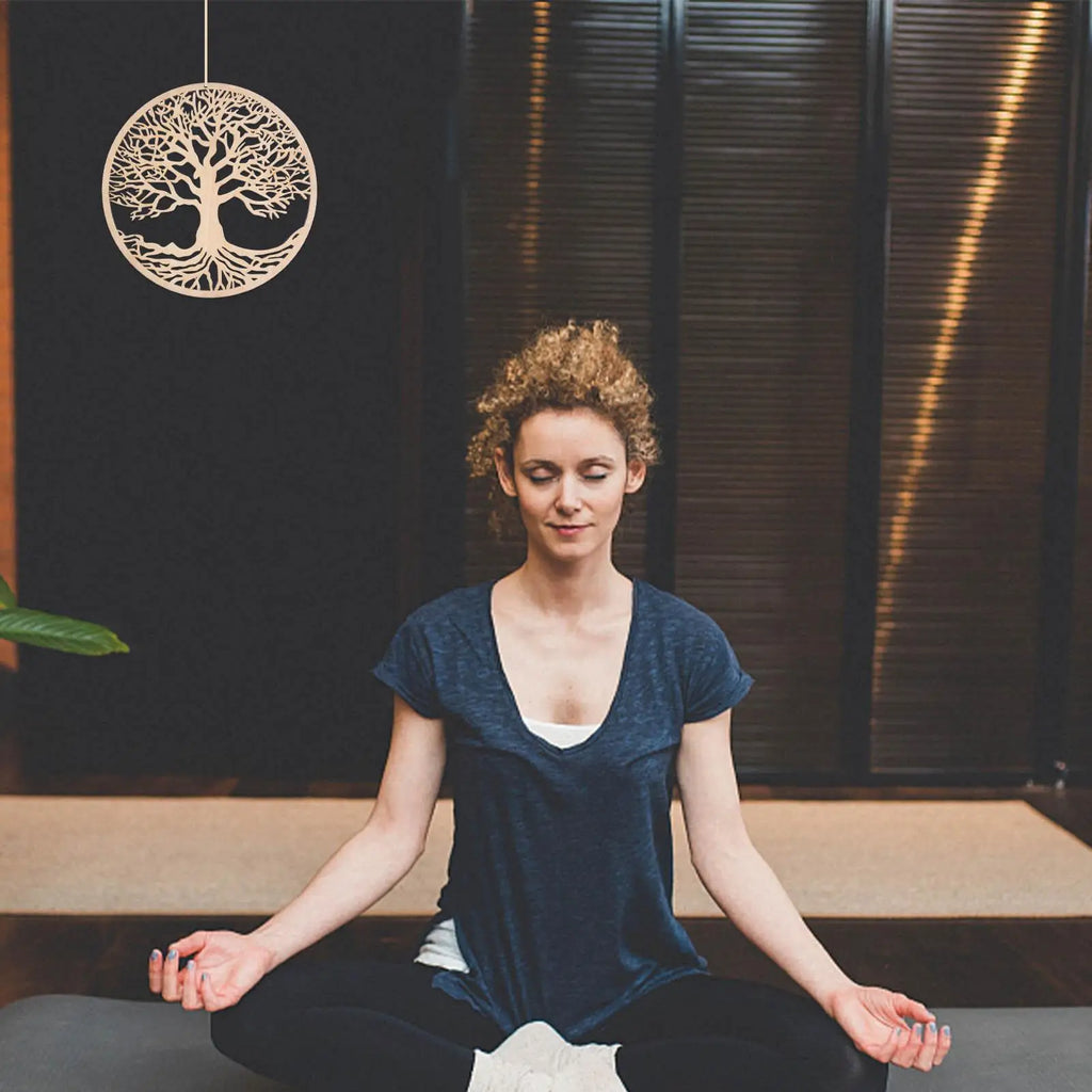 Minimalists Tree Wall Art 11 Inch Elegant Metal Sign Zen Meditation Symbol For Home Living Room Bedroom Office & Studio Decor